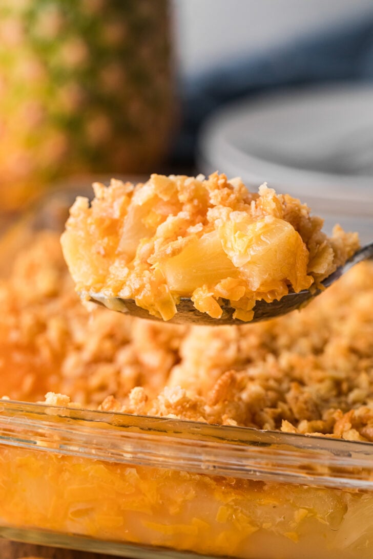 Pinterest pin image for Easy Southern Pineapple Casserole