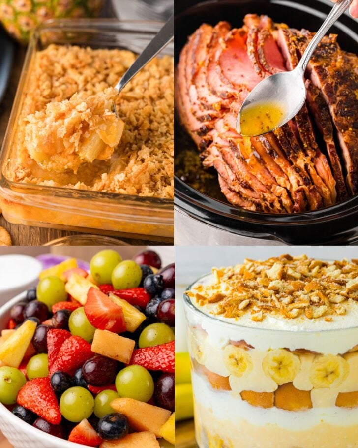 Step-by-step photos for My Easter Menu: Every Recipe You Need for the Perfect Day featuring sweet potato casserole, glazed ham, fruit salad,
