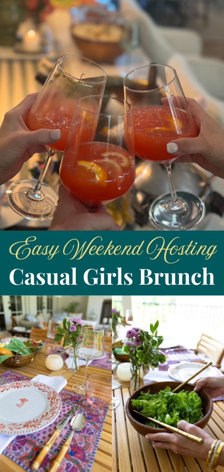 Easy Weekend Hosting Casual Girls Brunch featured image with a toast and styled table setting.